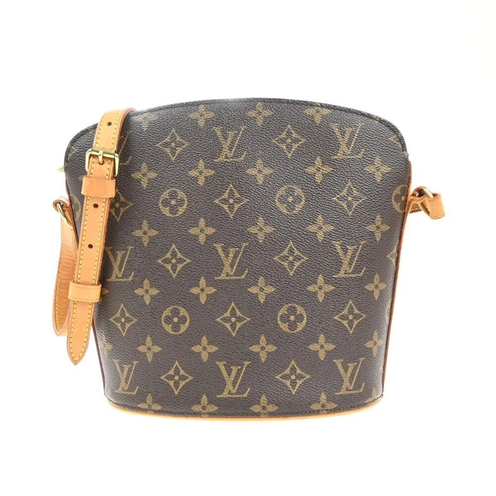 LOUIS VUITTON Logo Drouot Shoulder Bag Monogram Leather Brown M51290 84KC447